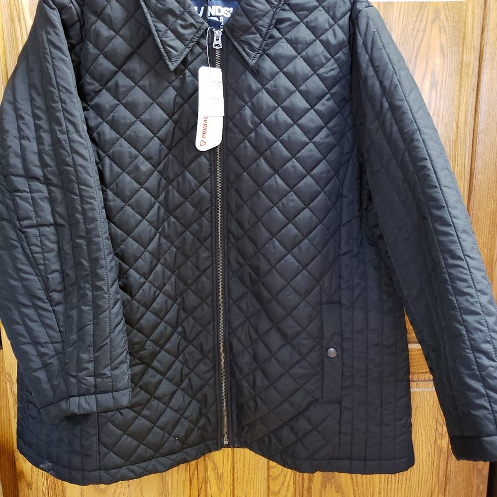 Lands End Quilted lined primaloft barn jacket 2X new Black.